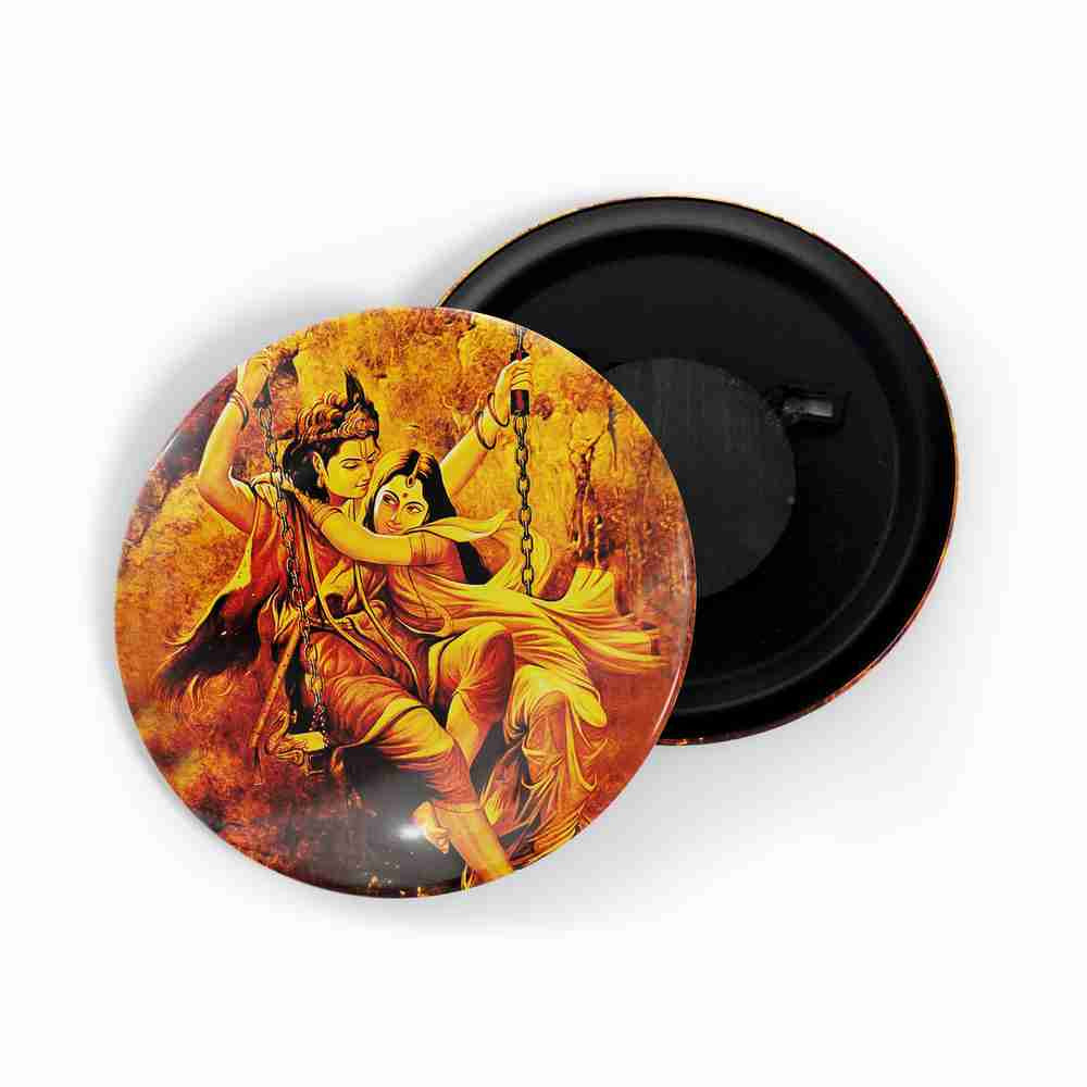 dhcrafts Fridge Magnet Multicolor Radha Krishna D8 Glossy Finish Design Pack of 1 (58mm)